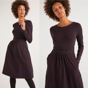 Boden Abigail Fig & Black Maple Leaf Jersey Dress